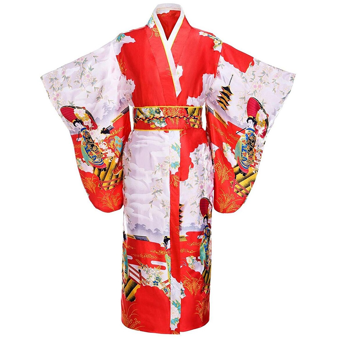 Long Yukata With Obitage Performance Clothing Exquisite Women Japanese Kimono Bathrobe Gown Soft 6890