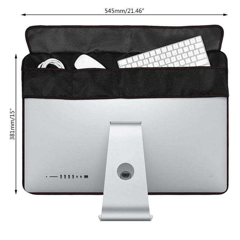 Zwarte stofdichte hoes, waterdichte pu-leren beschermhoes met/zonder vak voor apple imac macbook 21/27 inch scherm