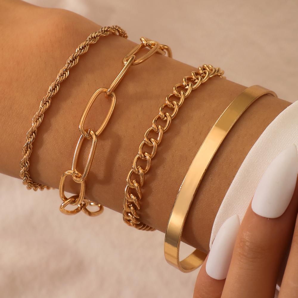 Tocona 4 Stks/sets Bohemian Goud Kleur Armbanden Voor Vrouwen Charmante Legering Metalen Party Bangle Sieraden Accessoires 16298