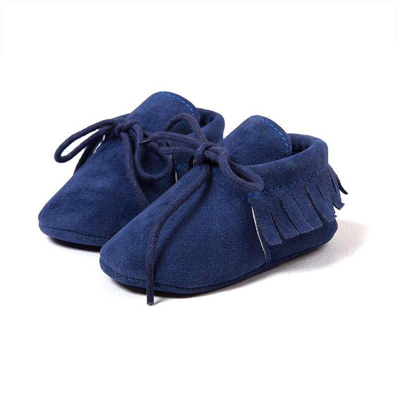 Bløde bomulds babysko sneakers skridsikre sål dejlig kvast nyfødt barn baby pige sko snekers piger drenge: Marine blå / 0-6 måneder
