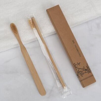 6Pcs Bamboo Toothbrush ECO-Friendly 100% Biodegradable Natural Wood Recyclable Black Clear Colors: yellow