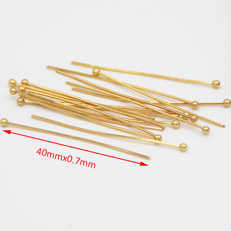 50 stks/partij 21 Gauge 30mm/40mm Rvs Gold Ball Pins voor Diy Sieraden Maken Head Pins bevindingen: 40mmx0.7mm