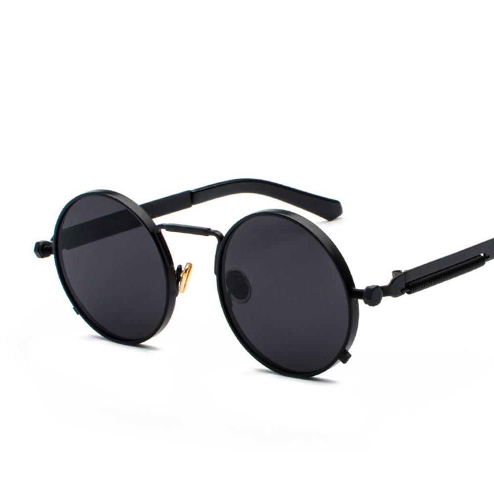 Retro punk stil runde polariserede solbriller mænd kvinder mærke runde metalstel solbriller: C1