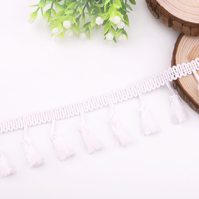 10 Meter Kwastje Kant Lint Diy Handgemaakte Ambachtelijke Accessoires Franje Katoenen Kanten Rand Lint Naaien Jurk Kledingstuk Gordijn: WHITE