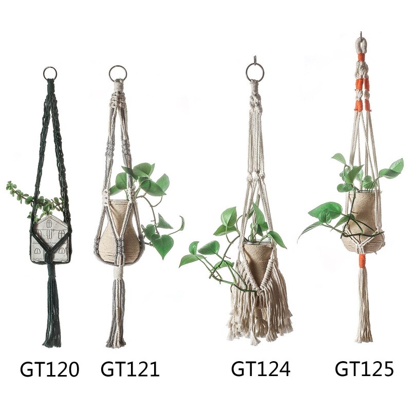 Handwoven Macrame Plant Hanger Indoor Hanging Planter Basket Flower Pot Holder K43D