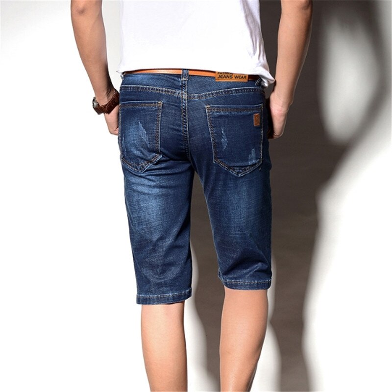 Male Summer Bermuda Summer Plus Size 36 38 40 42 Shorts Men Classic Blue Breathable Denim Jeans Casual Solid Short