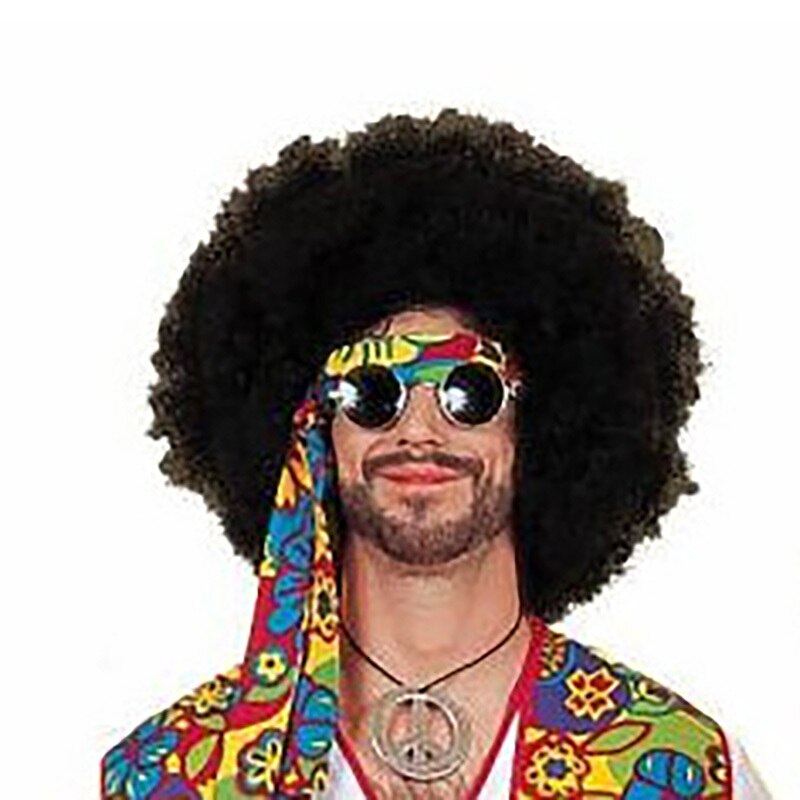 Retro 60s 70s Hippie Cosplay Carnival Halloween Costume for Men Women Fancy Disguise Clothing Party Fringed Native Night Club: Wig / One Size
