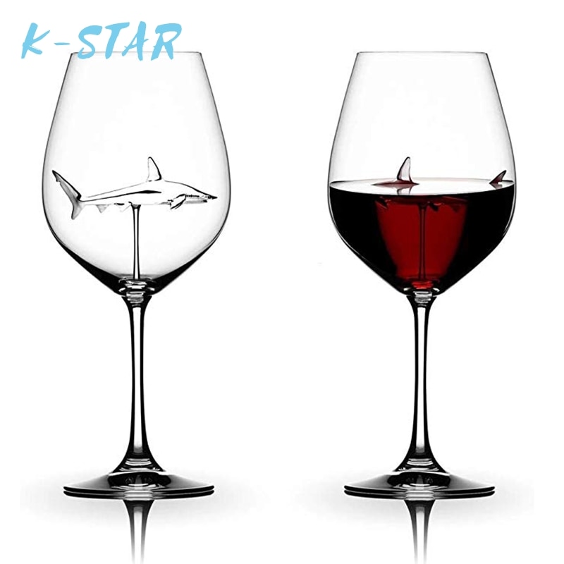 K-STAR Luxurious Italian Red Wine Glasses Shark Inside Goblet Glass Crystal Clear For Home Bars Party