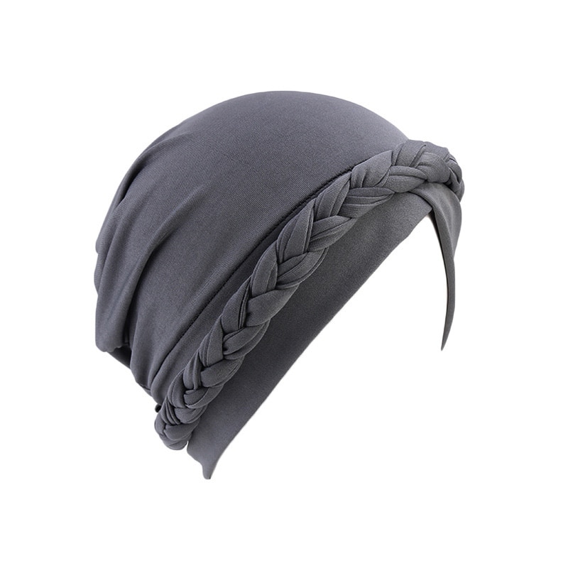 Gorros de estilo Retro para mujer, gorros con trenza India, para quimio musulmana, cáncer, cobertura completa, turbante para pérdida de pelo, envoltura para mujer