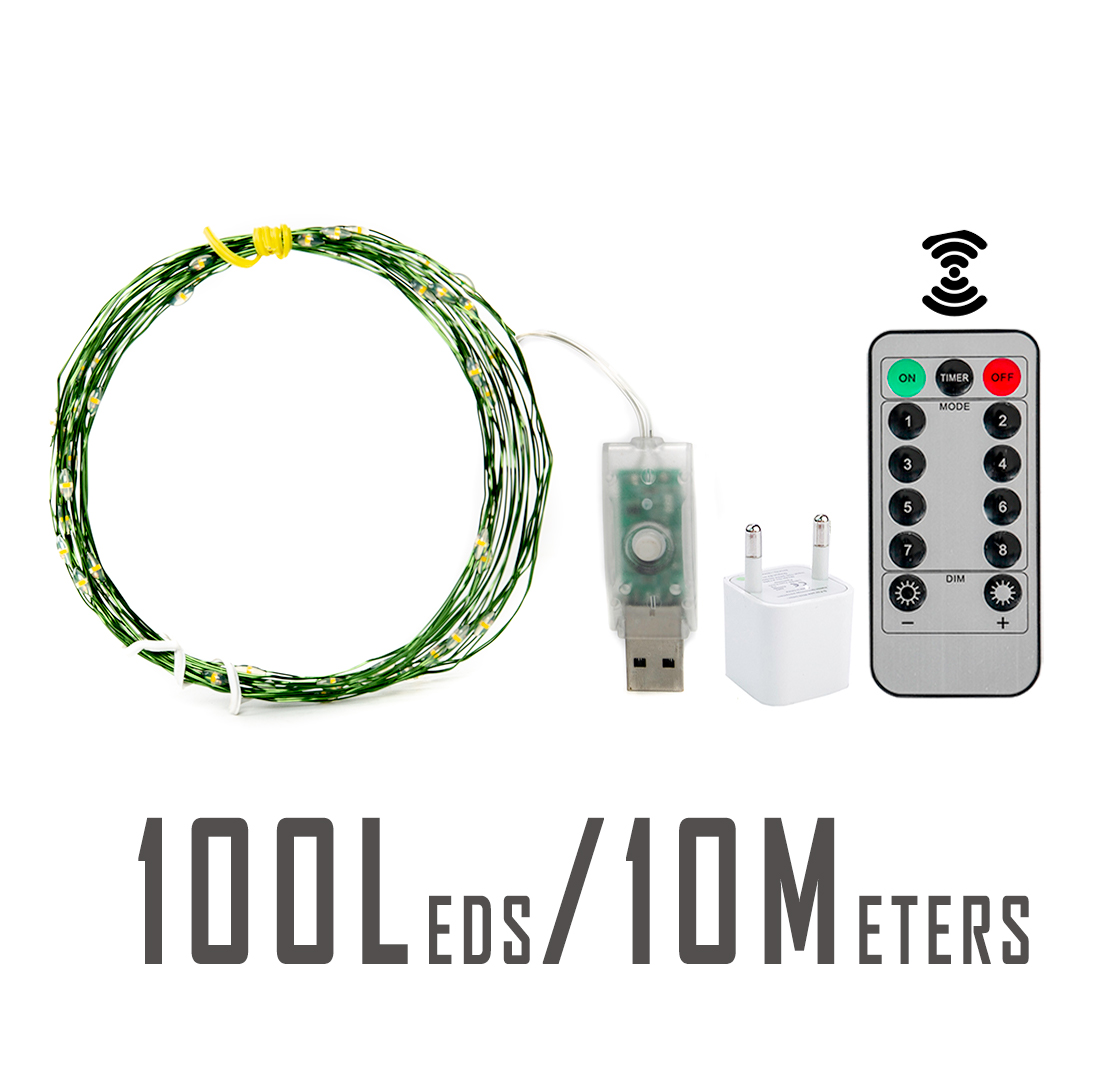 Guirnalda de Luces LED de 10-200m, Impermeable, con Control Remoto, para Decoración de Árboles de Navidad, Exteriores, Jardín, Bodas y Fiestas: Azul / Y (artículos de cuero)