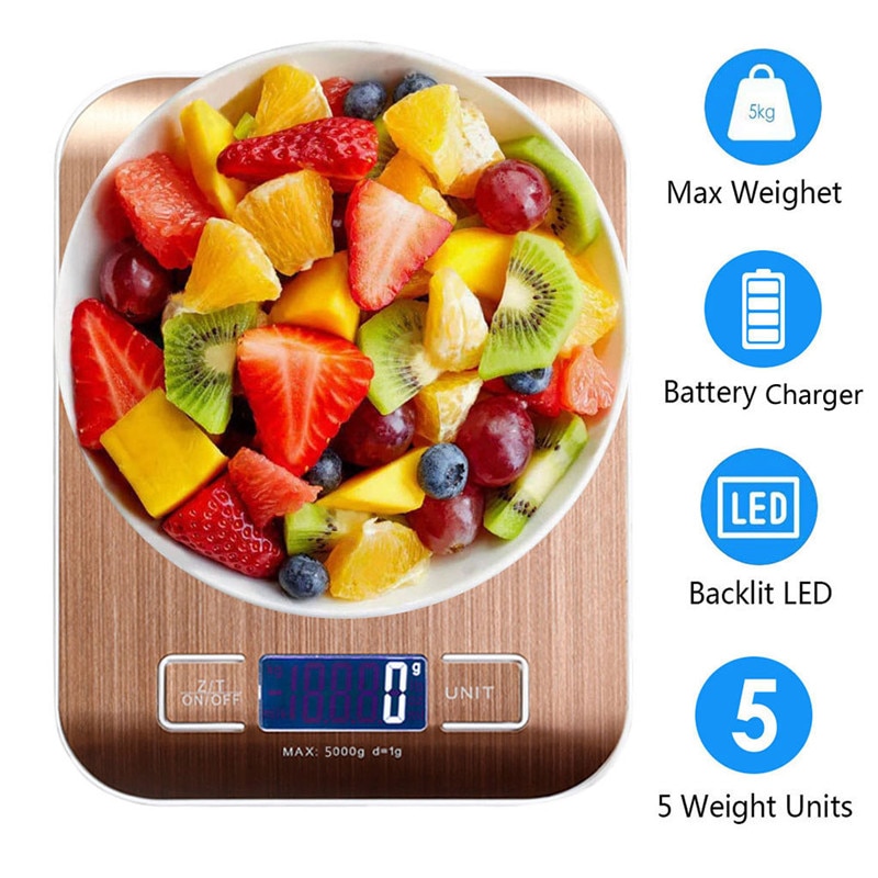 LCD Kitchen Digital Scale Electric Mini Food Scale 11lb Digital Kitchen Weight Grams and Ounces for Baking Cooking Scales