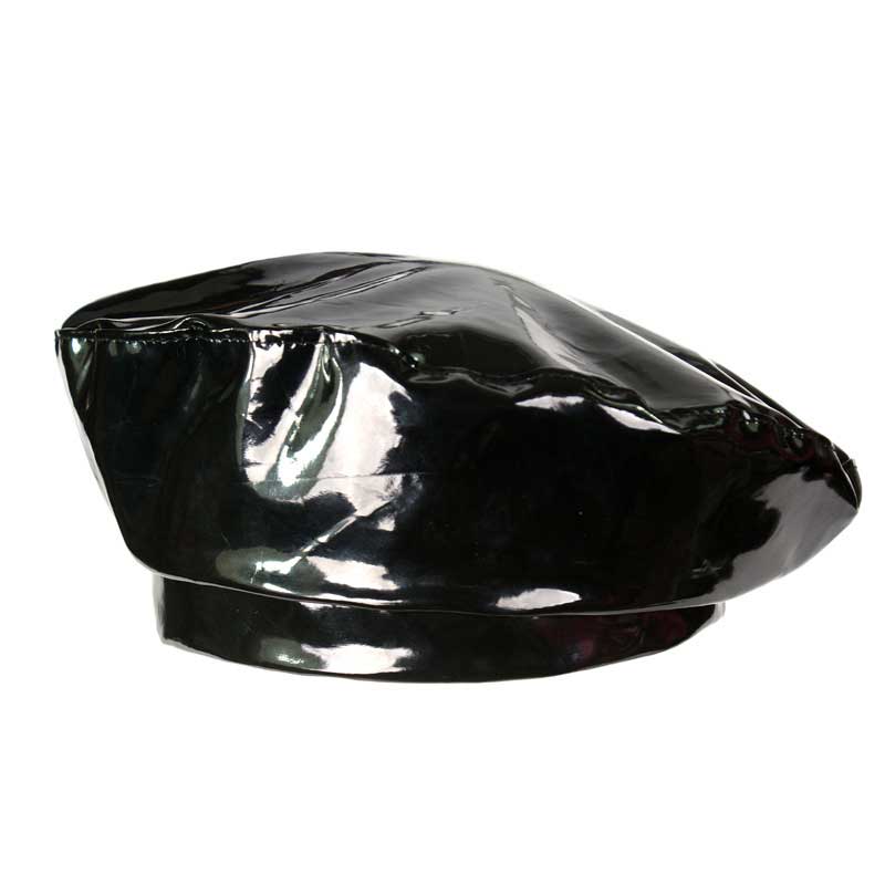 neue Patent Leder Baskenmütze Damen Hüte Einfarbig Flache Top Hut PU Slouchy Knochen Kapitän Kappe frauen Weibliche: Black