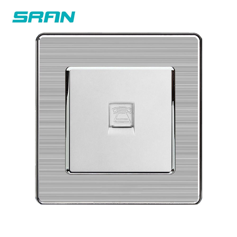 SRAN General Standard stainless steel frame Panel 86*86mm One Gang Telephone Socket / Outlet A101-020: Sliver RJ11 A2