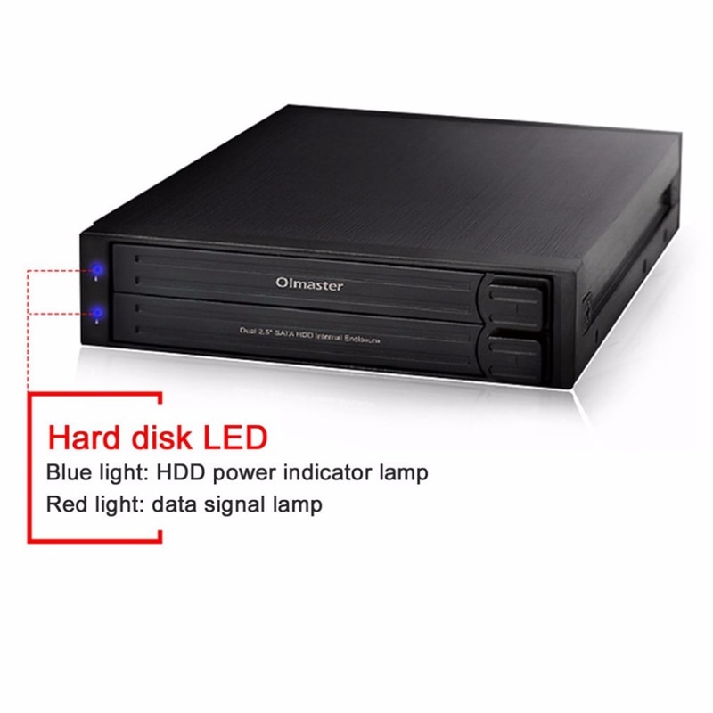 Oimaster He-2005 Dual 2.5 Inch Sata Hdd Internal Enclosure Hard Drive Case Internal Mobile Rack With Led Indicator