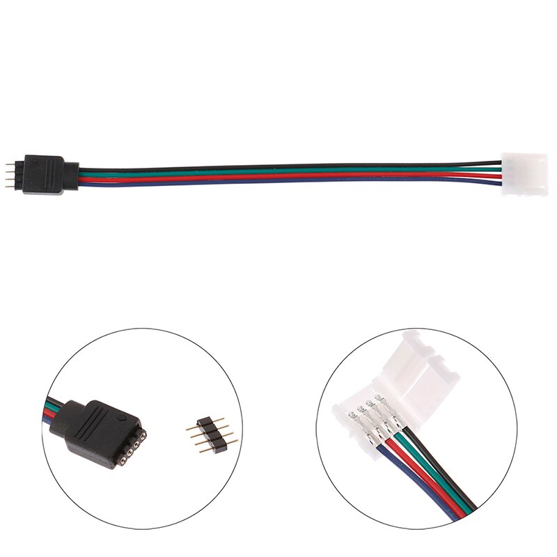 15Cm 5050 Rgb 4 Pin Led Strip Licht Connectors Strip Power Adapter 4 Dirigent 10Mm Breed connector