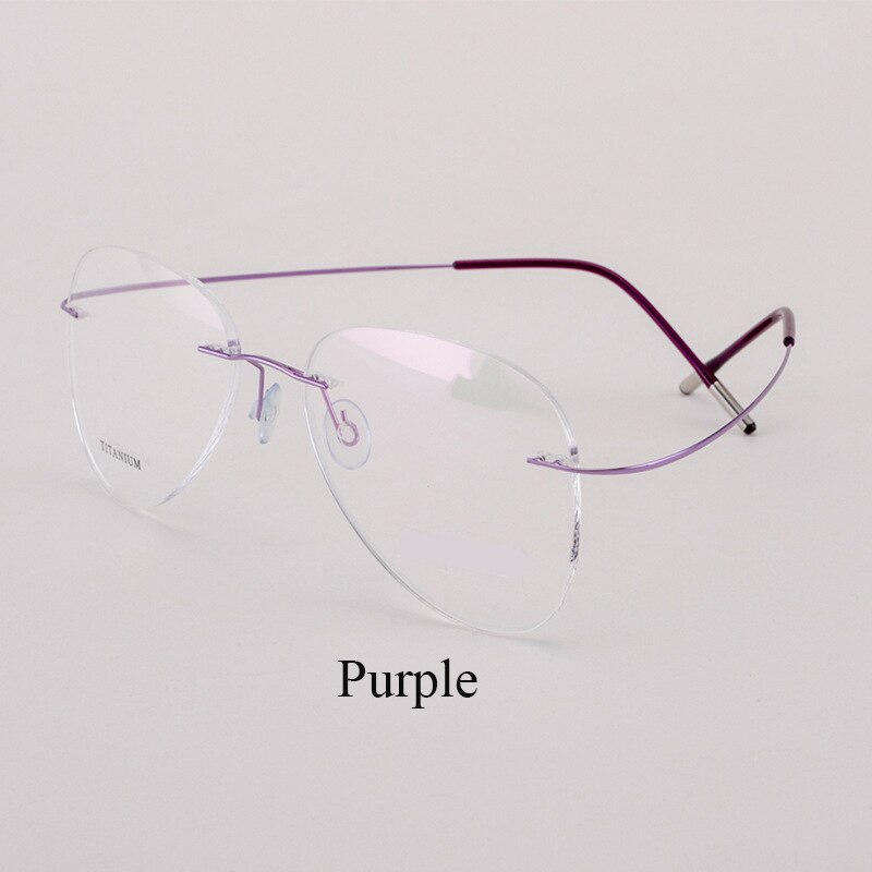 Bclear Titanium Randloze Brillen Optische Glazen Frame Mannen En Vrouwen Eyewear Lichtgewicht Flexibele Spektakel: Paars