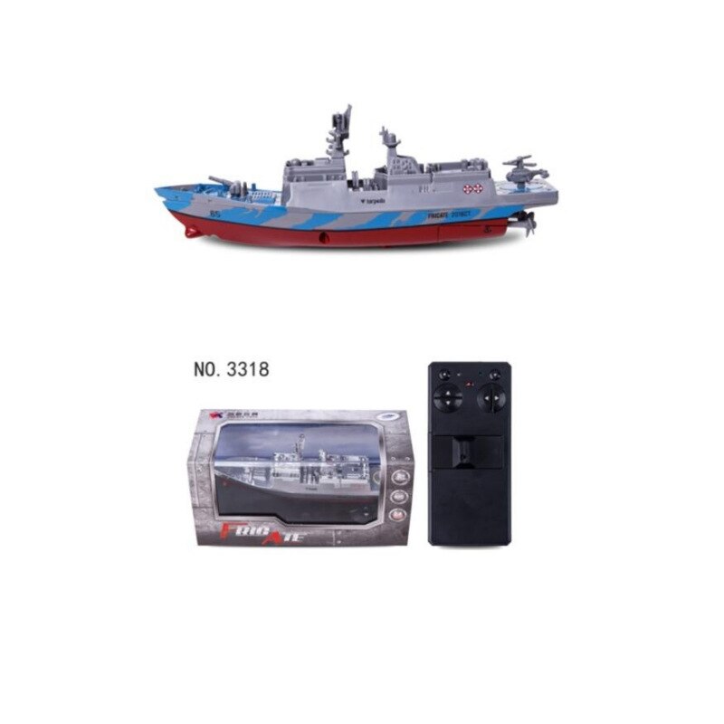 Portable Mini RC Racing Boat Strong Power Double Motor Remote Control Speedboat Rowing Escort Boat Water Children Model Toy: 3318-A