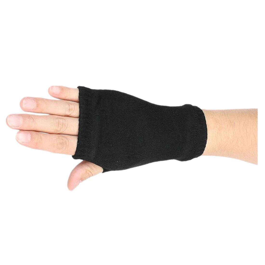 Sort elastisk kæmmet bomulds fingerløse handsker til kvinder