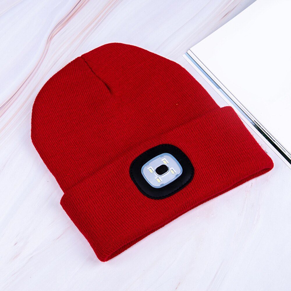 Led Light Autumn Winter Warm Fishing Cap Unisex Kintted Hat Fishing Hat Outdoor Flashlight Lamp for Camping Hiking Walking