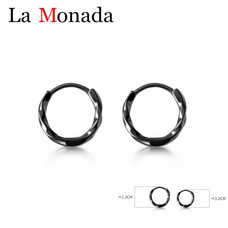 925 sterlina d'argento Delle Donne Degli Uomini punk Nero Vite intrecciare Orecchini A Cerchio attraverso Gotico pop anca salto unisex 3 Colori Orecchio gioielli