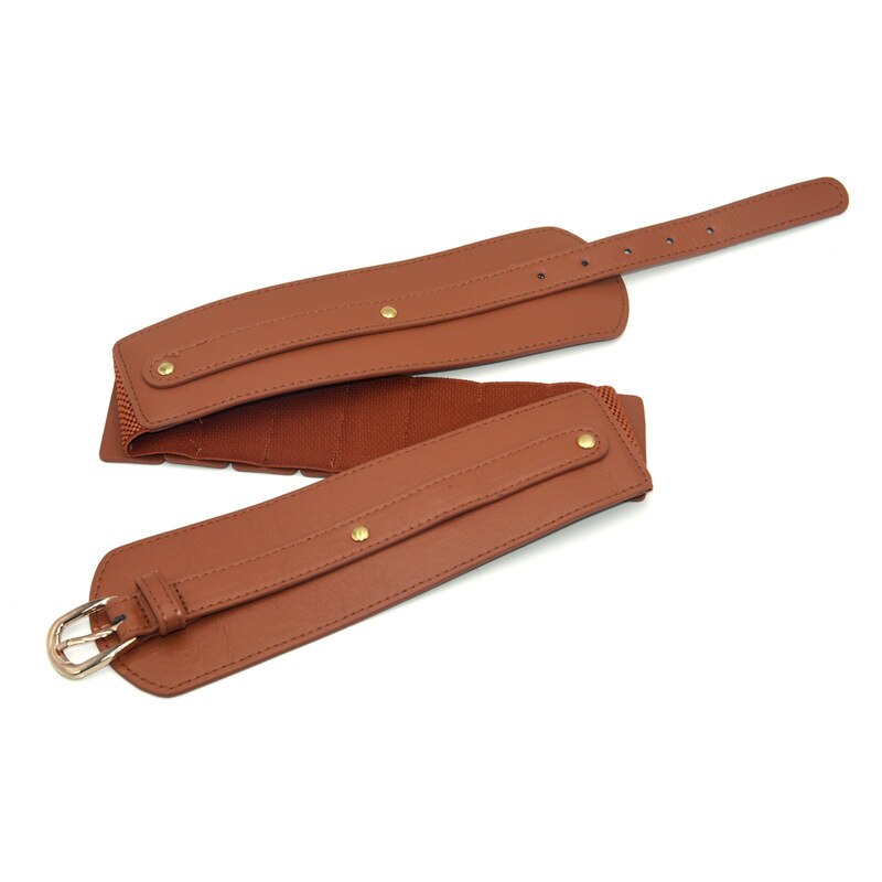 Dames Brede Riem Elastische Vintage Gesp Lederen Riem Breed Mode Wilde Pin Gesp Vrouwen Riem