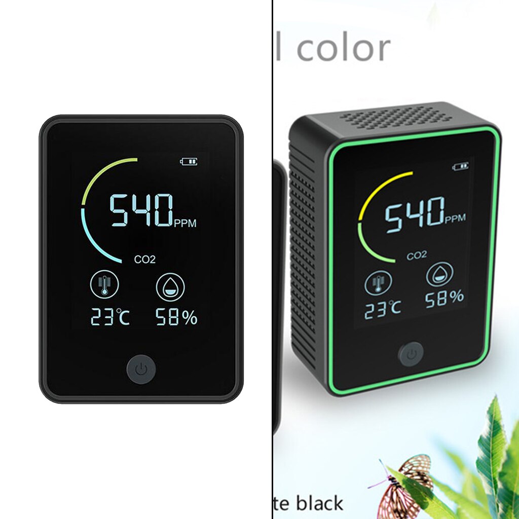 1Pc Luchtkwaliteit Monitor Real Time 1200Mah CO2 Monitor 0-5000PPM: black