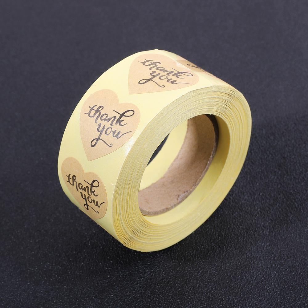 500pcs/roll kraft seal sticker scrap-booking label round for baking package sealing thank you handmade with love