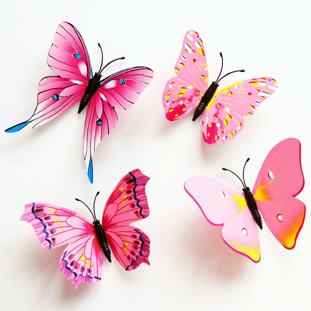 12 stk 3d pink sommerfugl køleskab magnet jakkesæt til børn hjem køkken dekoration ornamenter ideer magneter køleskabe diy