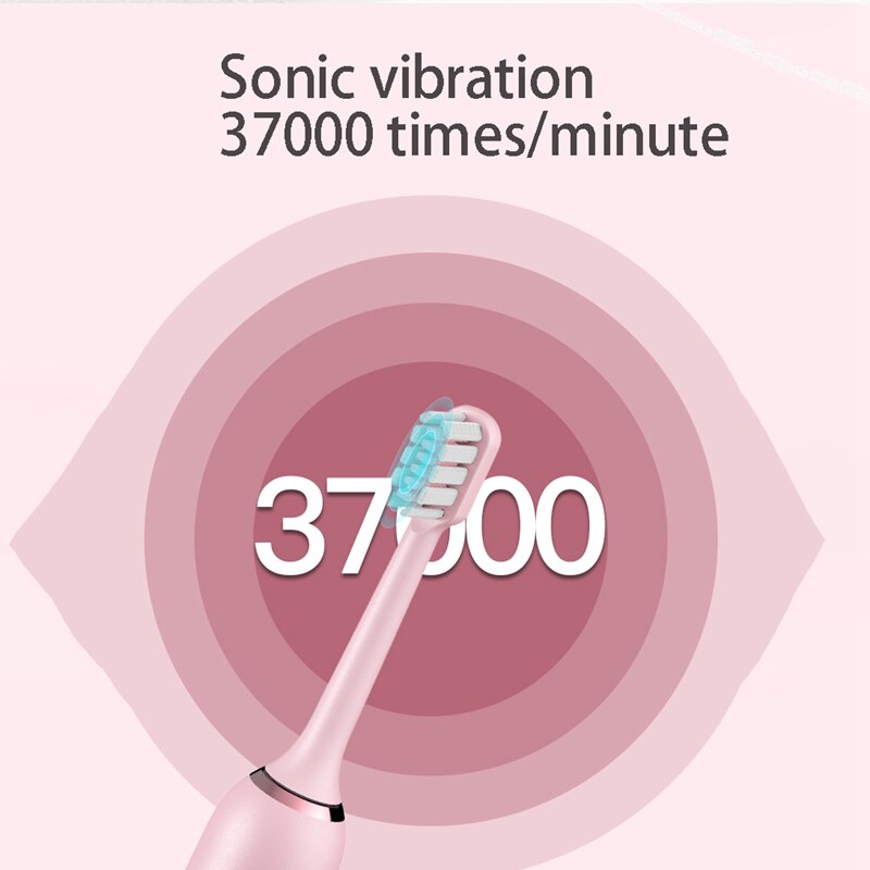 Vibration Electric Toothbrush Waterproof USB Charging Smart Timer 5-Mode Vibration Brush Replacement Head
