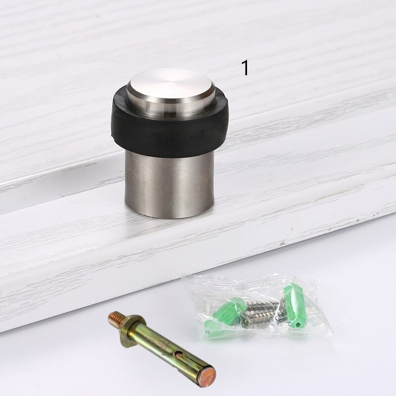1pc Rubber Anti-collision Door Stopper Stainless Steel Round Resistance Home Door Floor Wall Protector Door Catcher Stops: 1