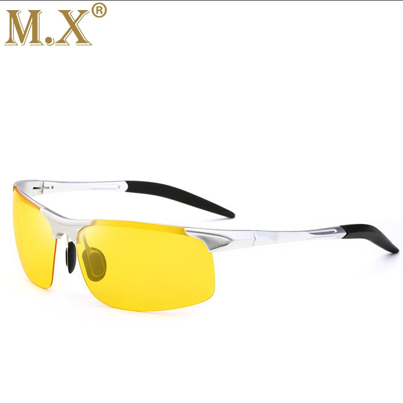 Aluminium Magnesium Männer Sonnenbrille Polarisierte Sport Fahren Nachtsicht Brille Sonnenbrille Angeln UV400 Randlose Sonnenbrille: Silber- Nacht Vision