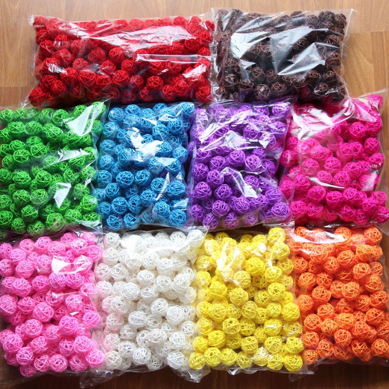 20pcs 3cm Multicolor Sepak Takraw Rattan Ball Birthday Party Decor Wedding Decorations Christmas Home Craft Ornament Baby Toys
