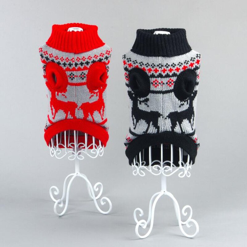 Kæledyrshund julesweater tøj jule vinter varm hvalp kat frakke jakke blødt striktøj til små mellemstore hunde