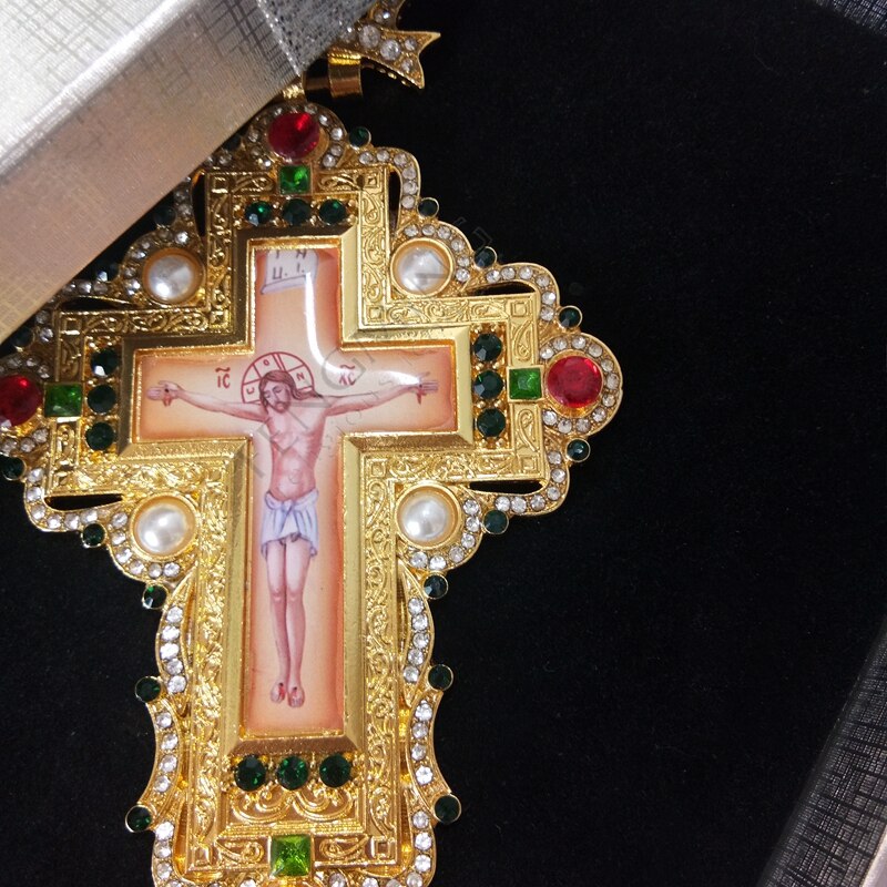 Zilver borstvinnen cross Christelijke kerk colden priester kruisbeeld Orthodoxe doop religieuze pictogrammen