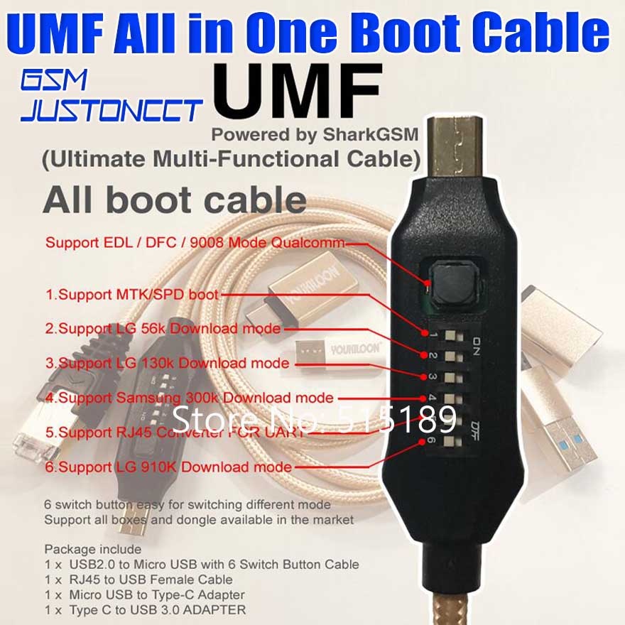 Umf/Cable todo en uno para edl /dfc para modelo 9800 para bota qualcomm/mtk/spd para lg 56k/910k