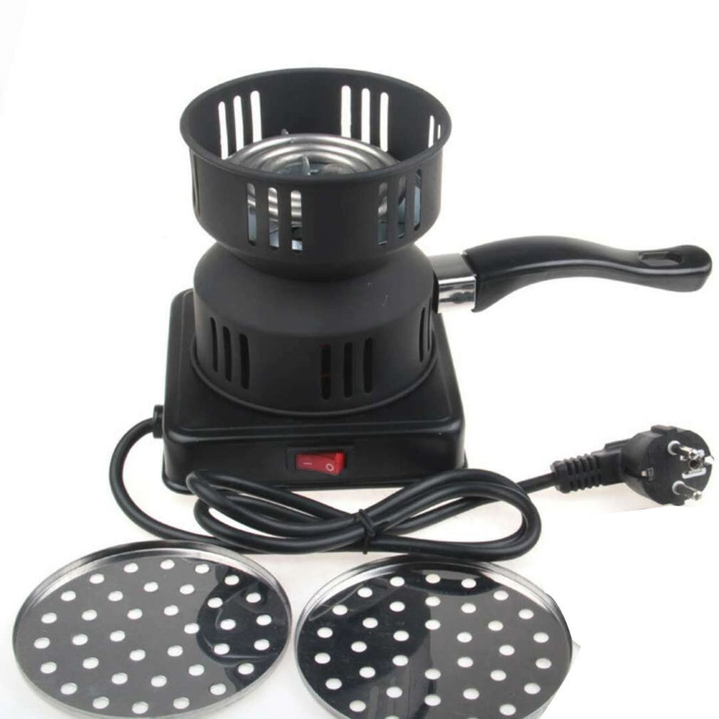 650W Metal Electric Charcoal Burner Including Removable Tray + Tongs Thickened Charcoal Stove for Household Use Heater