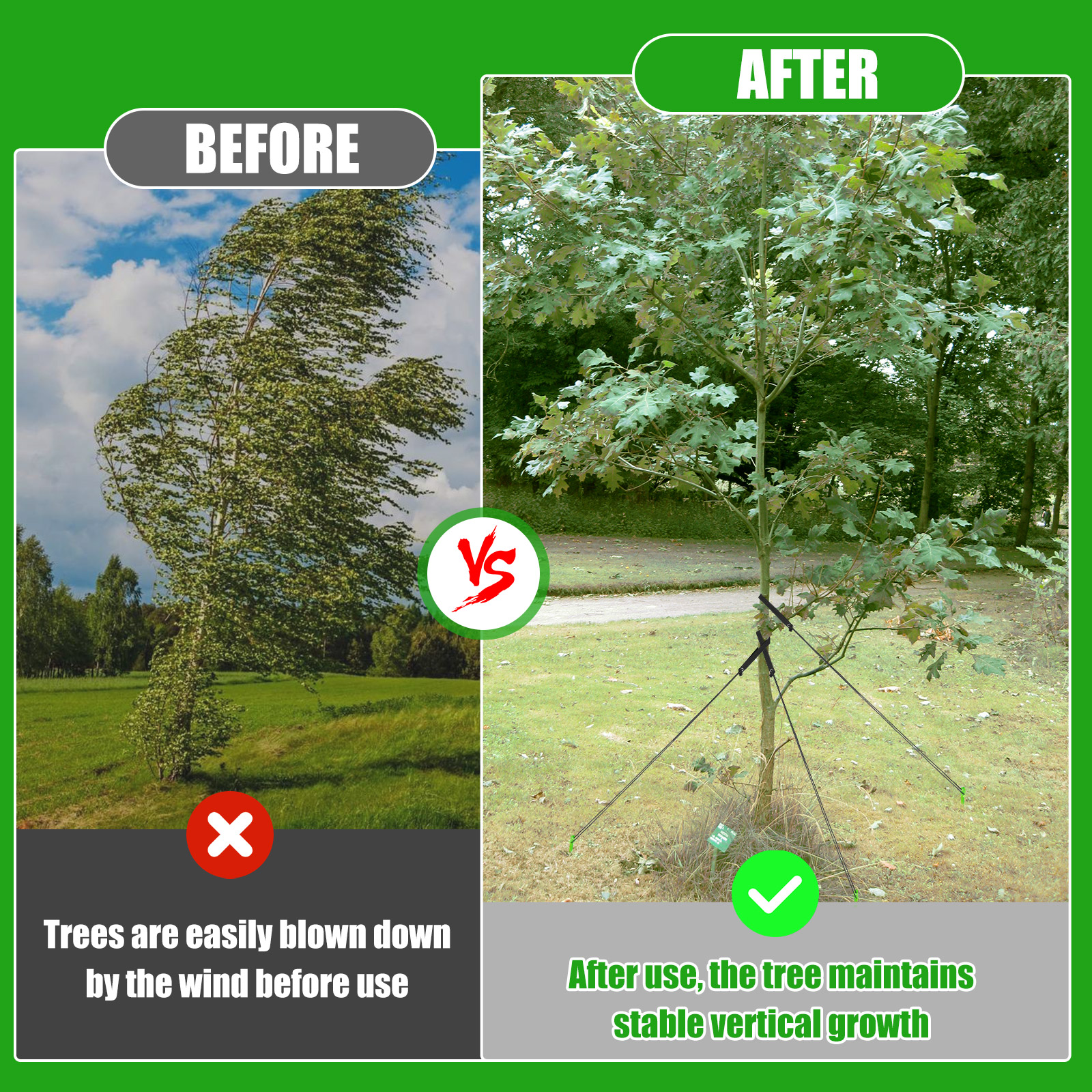 3 stk. træpælssæt, støtte til lænende træ, 12 tommer træpælsankersæt til ungt træ til haveplantereparation