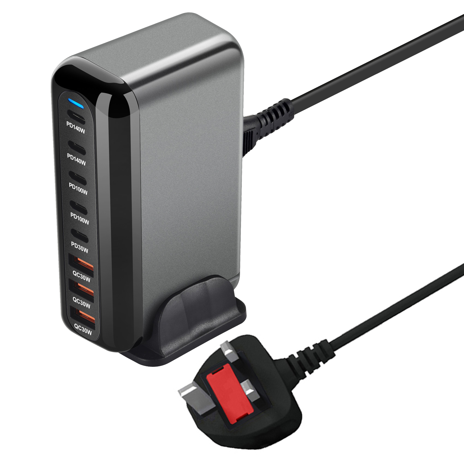 Novo carregador rápido 600w gan carga rápida 3.0 usb tipo c com 8 portas, carregador pd 5c3a para telefones e tablets, design portátil: UK