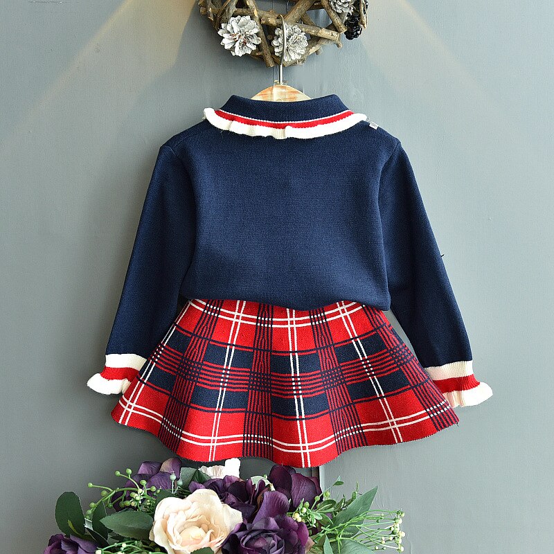 Maglione bambino autunno inverno bambini natale maglione lavorato a maglia gonne abito 2 pezzi abbigliamento bambino imposta vestiti invernali ragazze