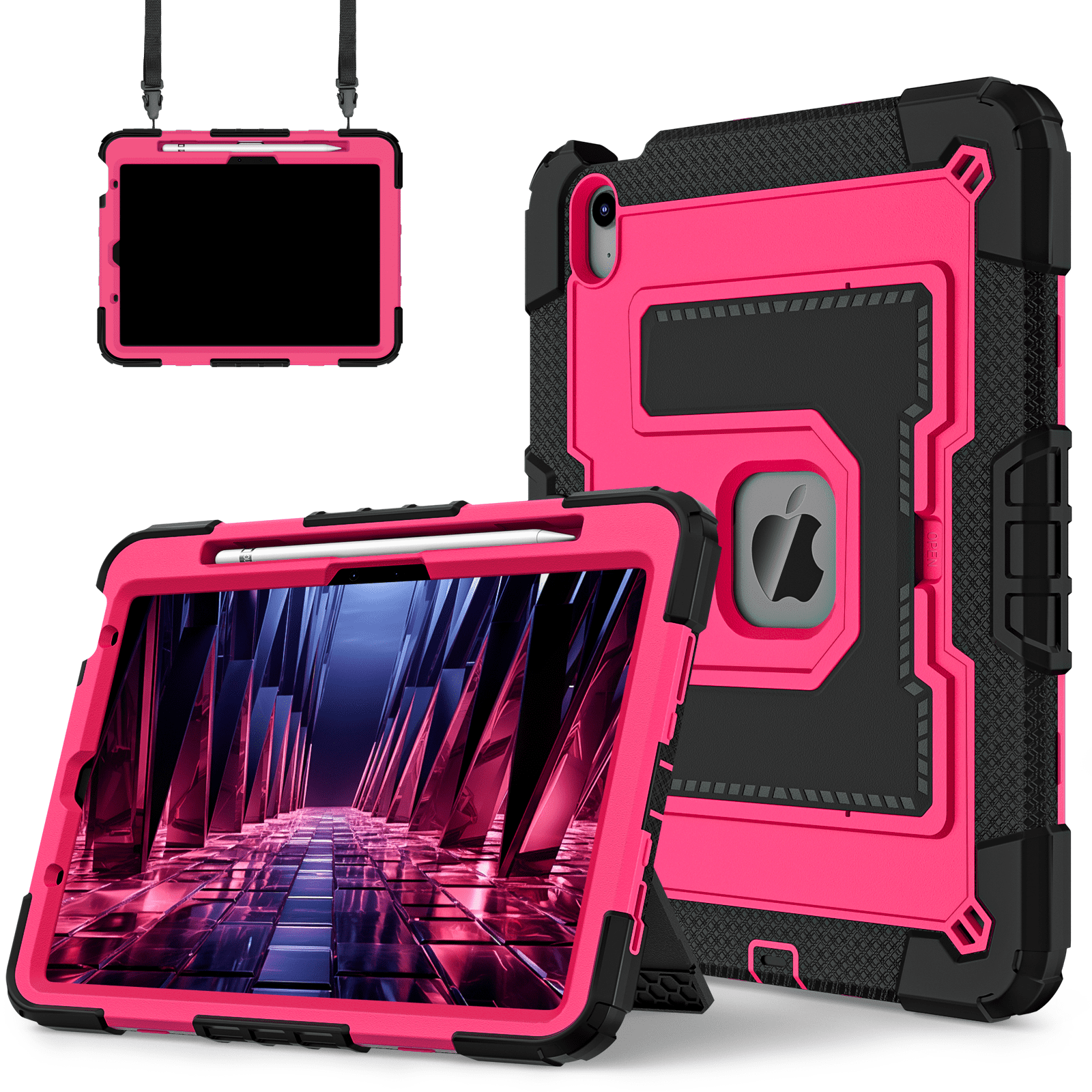 Tabletcover til ipad air 4 5 6th , roterende håndtag, stativ med pennebakke, stødsikkert, robust cover, sikker, giftfri, blød silikone: Ipad air (m3)11- tommer / Blå