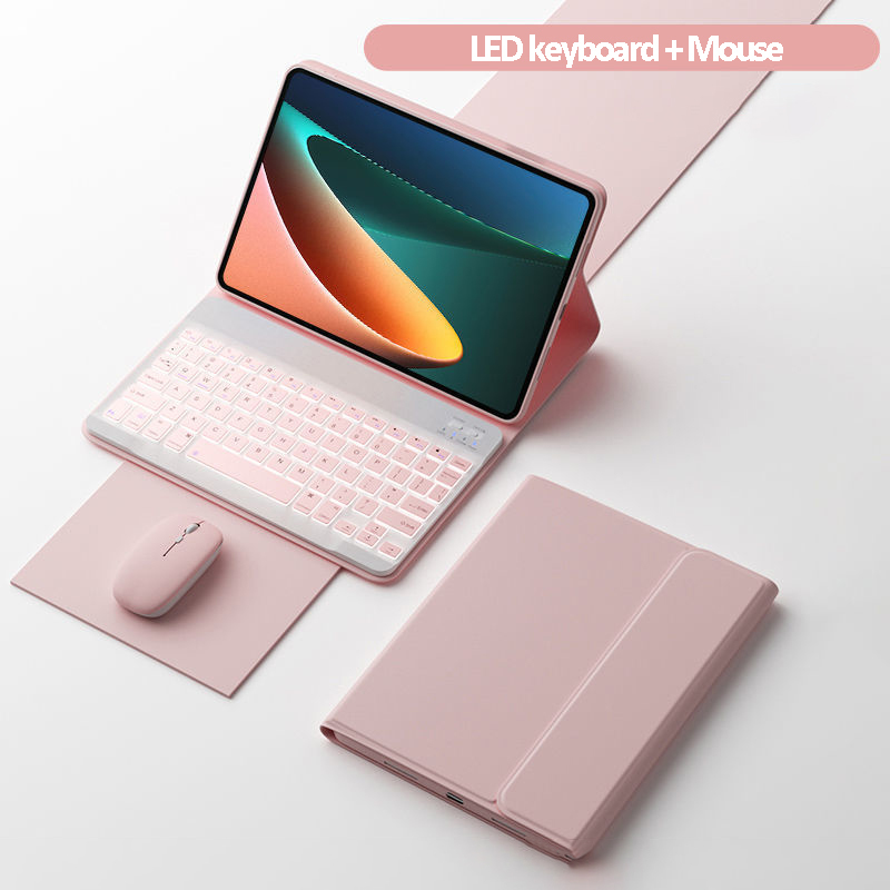 Funda para Xiaomi Mi Pad 5 con teclado, ratón inalámbrico retroiluminado con LED para Xiaomi Mipad 5 5 pro, funda magnética, ratón inalámbrico gratis: IPad Pro 12,9 / Gris