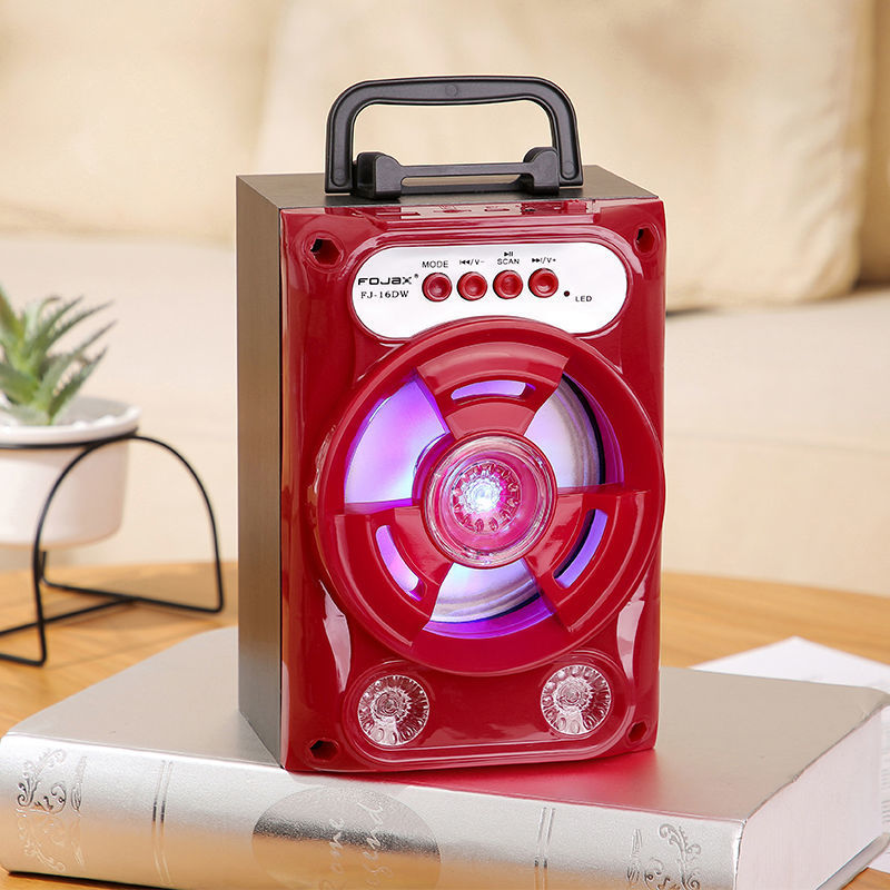 Bluetooth-Compatibel Luidspreker Wireless Sound Systeem Bass Stereo Met Led Light Ondersteuning Tf Card Fm Radio Outdoor Sport reizen: B16 red