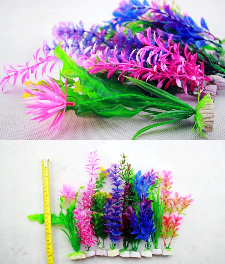 25~28cm PVC Aquatic Plants for Fish Tank Decorations Aquarium Algae Flower Waterweeds Water Plants