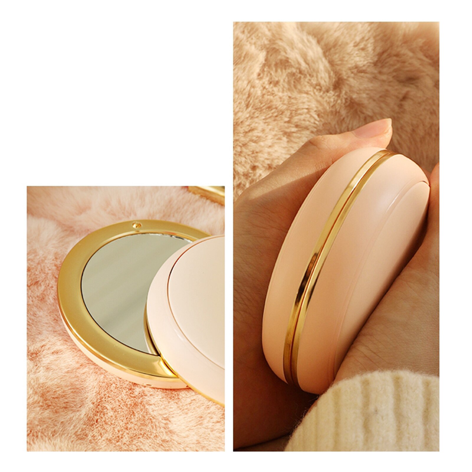 Mirror Hand Warmer USB Charging Hand Warmer Multifunctional Hand Heater: Pink