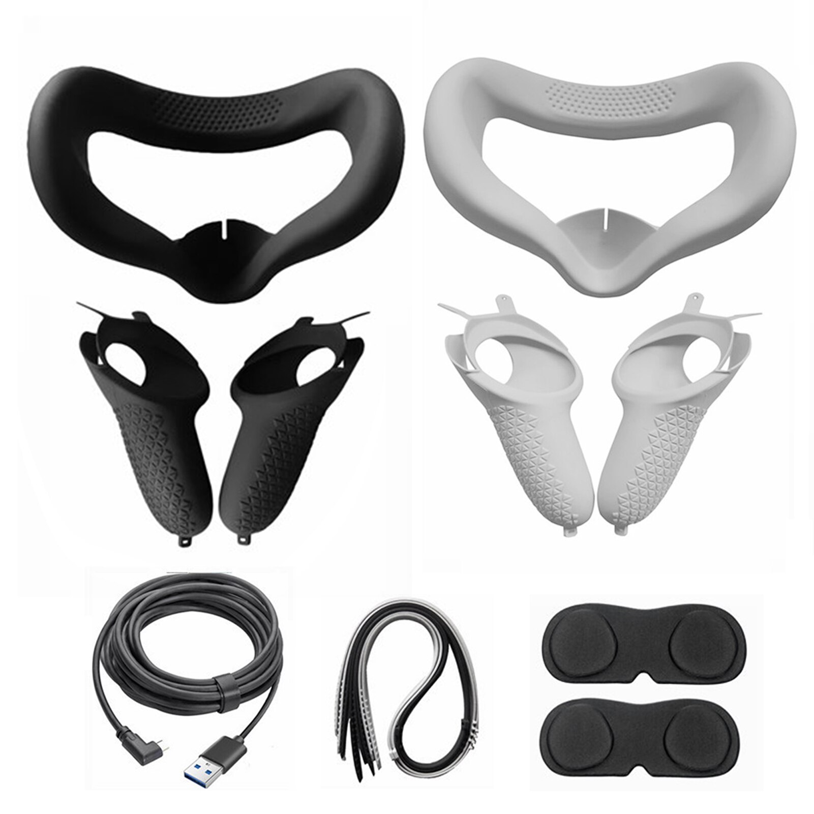 Voor Oculus Quest 2 Vr Headset Cover Oogmasker Lens Cover 10ft 5M Link Data Kabel Set Zachte Siliconen vr Accessoires Set