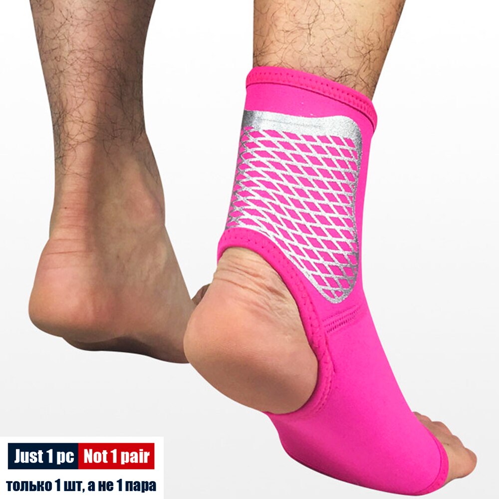 SPOSAFE 1Pc Sports Ankle Support Football Basketball Badminton Sport Protection Bandage Elastic Ankle Sprain Brace Guard Protect: Rose Red-1 Piece / S