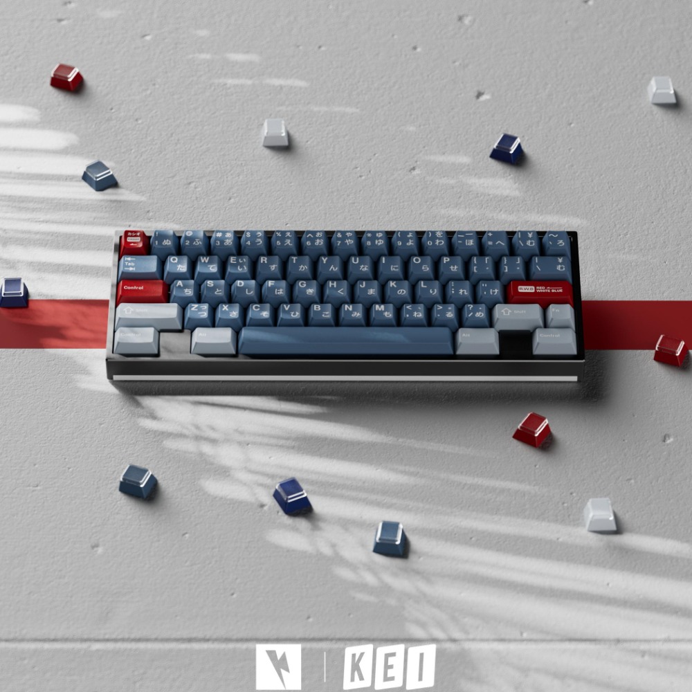 KeyKobo R.W.B Keycaps 136 toetsen Blue Cherry Profile ABS Double Shot Custom MX Keycap voor mechanische gamingtoetsenbordaccessoires