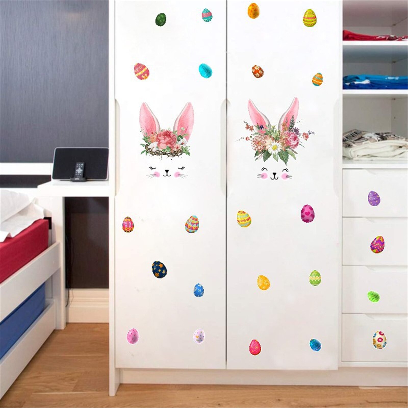 Easter Window Stickers Decals Carrot Egg Window Sticker for Wall Door Decor Easter Party Animal Sticker decorations Eggs Glass