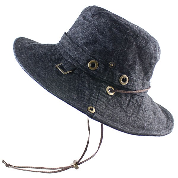Katoen Zonnehoed Voor Vrouwen Mannen Emmer Denim Lente Zomer Vissen Hoed Strand Lange Grote Brede Rand Outdoor Uv Bescherming opvouwbare
