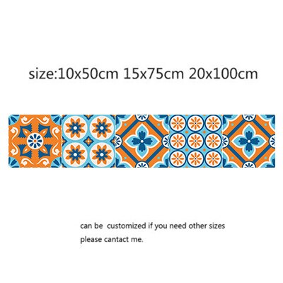 Dekorativa spanska kakel pvc kakel klistermärken väggkonst dekal, självhäftande vattentät kök backsplash badrumsinredning: 1 / 10 x 50cm